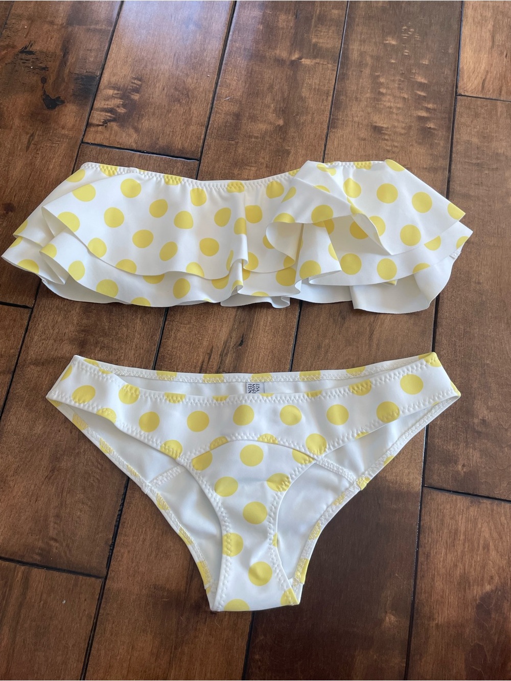 Lisa Marie Fernandez White Bikini with Yellow Polka Dots